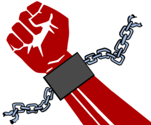hand chained up symbolizing oppression 